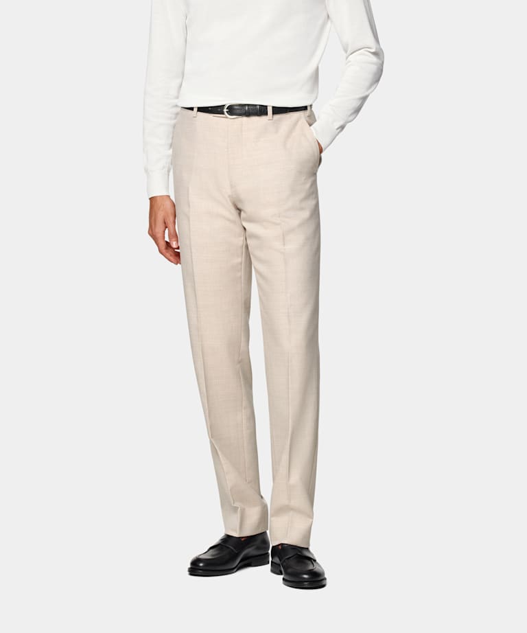 Sand Straight Leg Suit Trousers