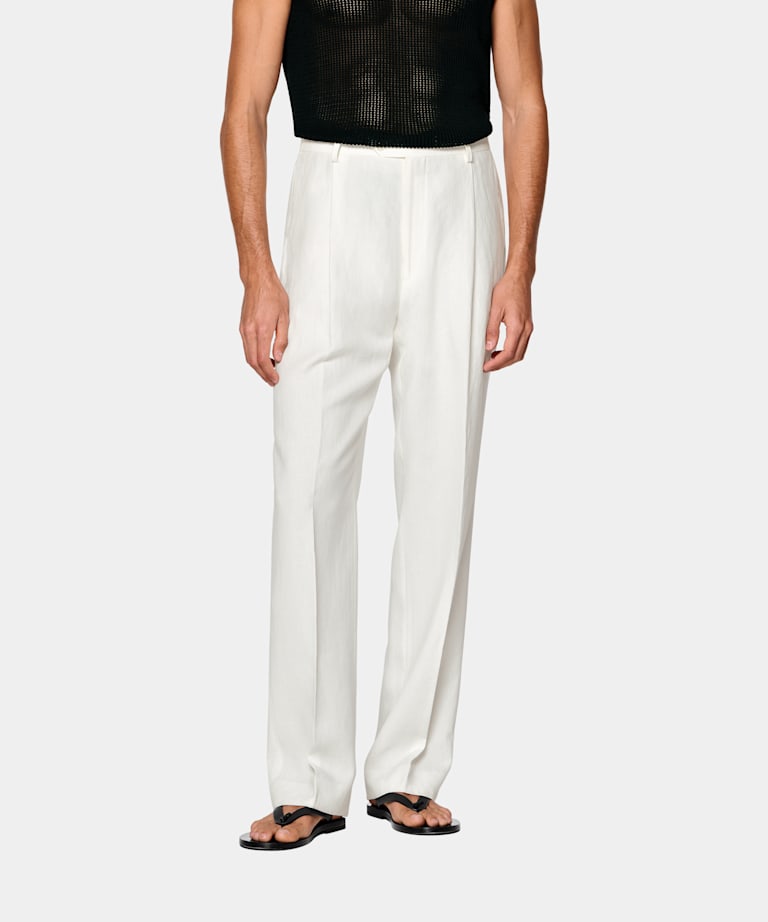 Off-White Wide Leg Straight Suit Trousers