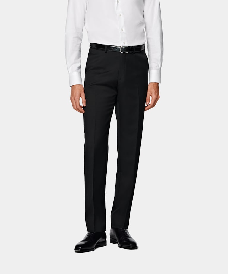 Black Slim Leg Straight Suit Trousers
