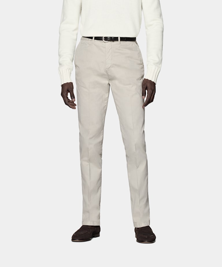 Light Brown Slim Leg Straight Chinos