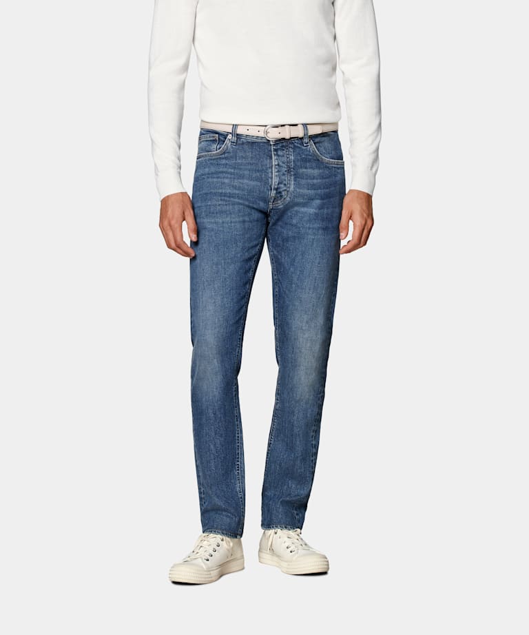 Jean Slim Leg Tapered bleu moyen