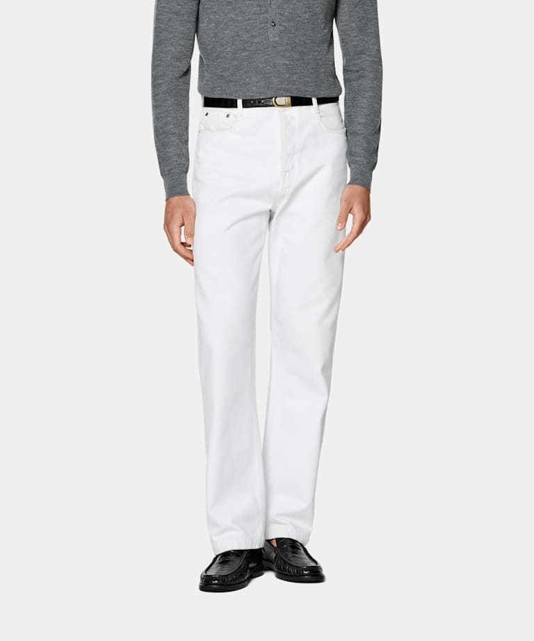 White Straight Leg Jeans