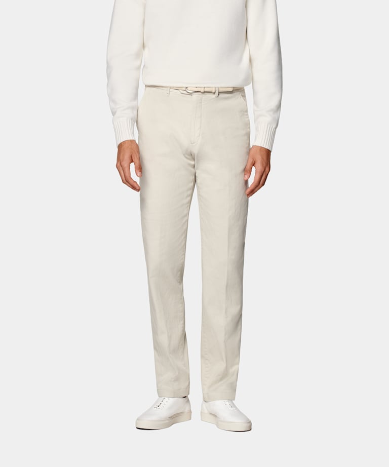 SUITSUPPLY All Season Algodón elástico de Cervotessile, Italia Chinos arena Slim Leg Straight