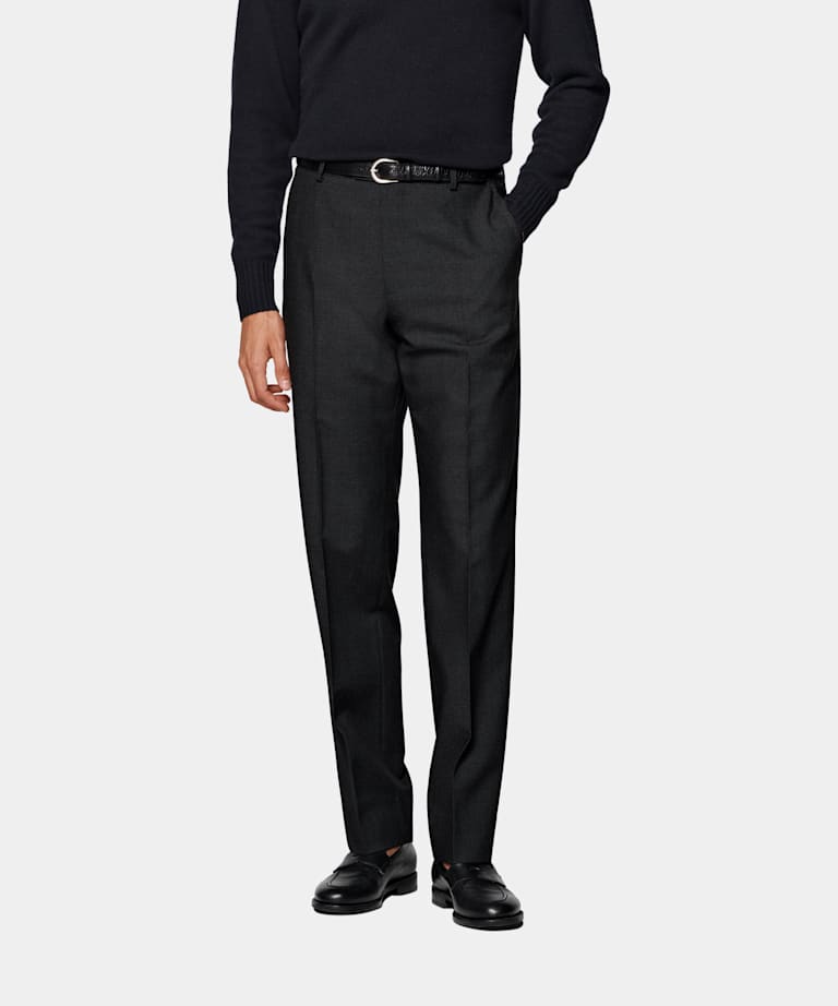 Dark Grey Straight Leg Trousers