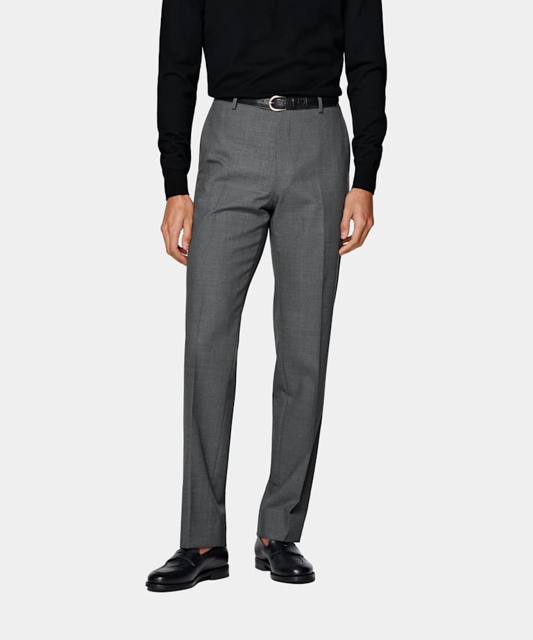 Mid Grey Straight Leg Trousers