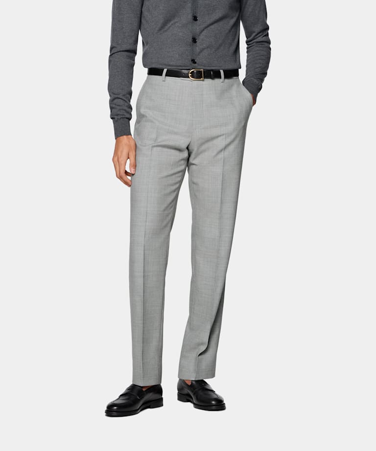 Light Grey Straight Leg Trousers
