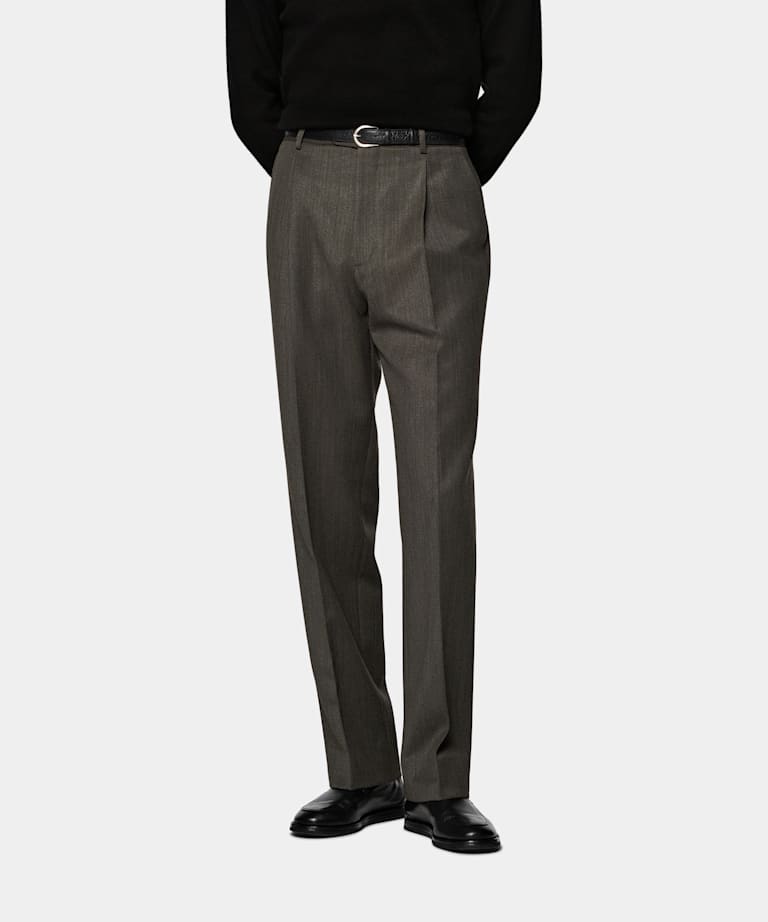 Green Wide Leg Straight Trousers