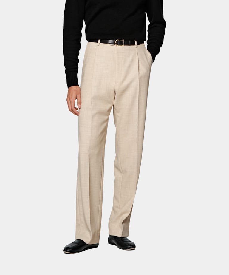 Light Brown Wide Leg Straight Trousers