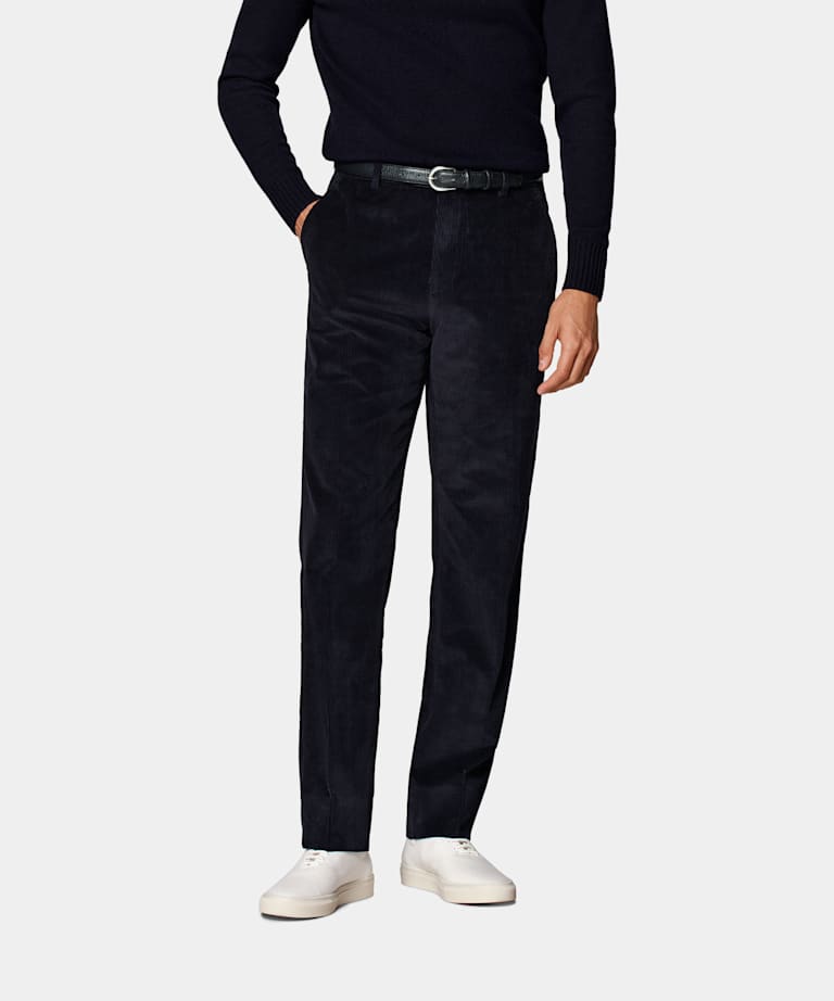 Navy Straight Leg Trousers