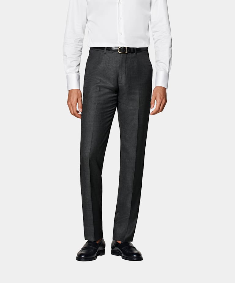 Dark Grey Slim Leg Straight Suit Trousers