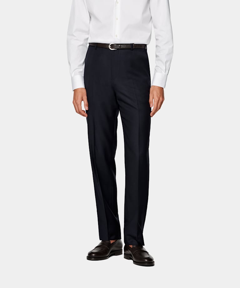 Navy Straight Leg Suit Trousers