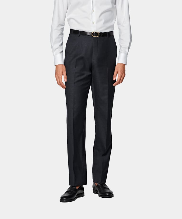 SUITSUPPLY All Season Pure Wool by Reda, Italy Dark Grey Perennial Straight Leg Suit Trousers