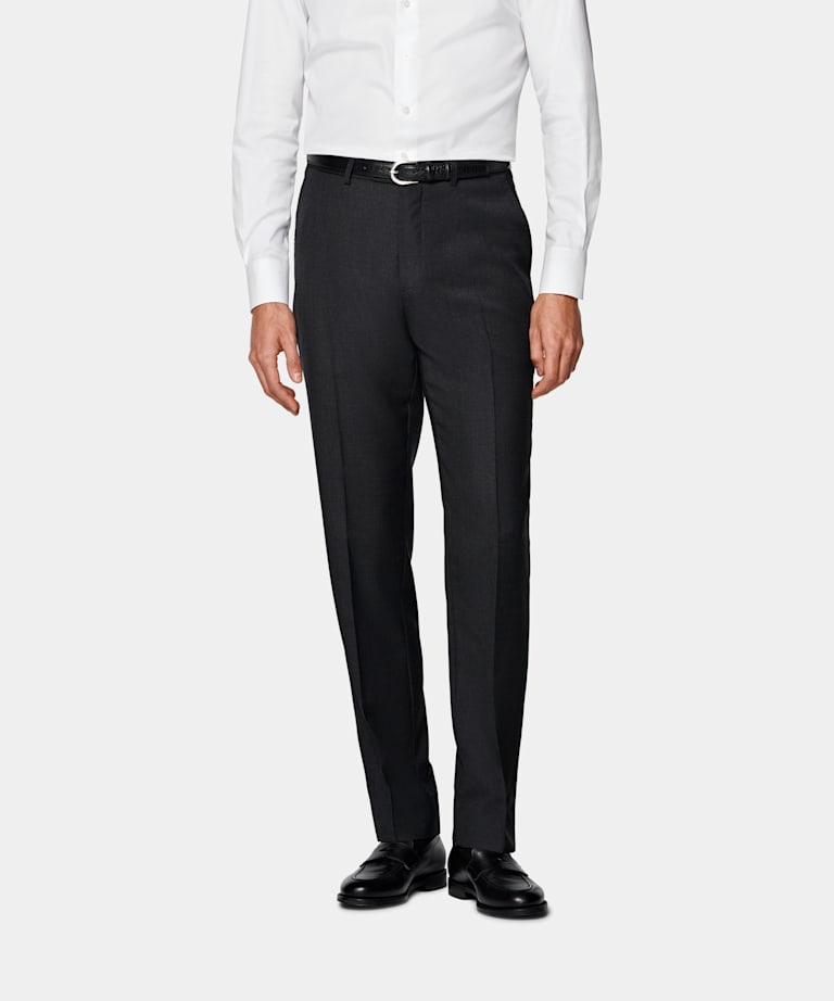 Dark Grey Slim Leg Straight Suit Trousers