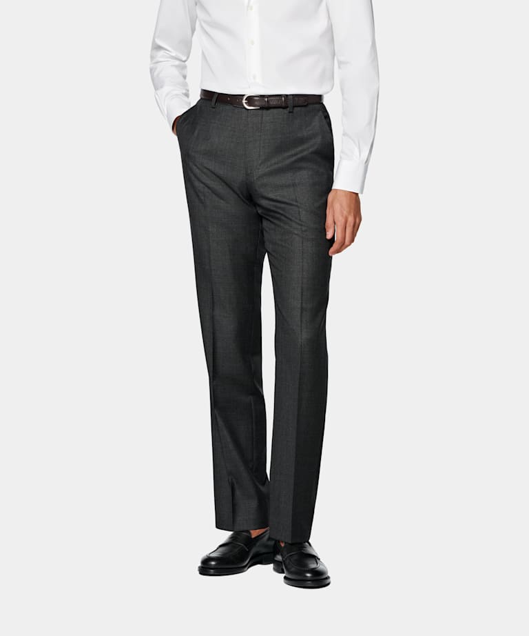 Dark Grey Straight Leg Suit Pants