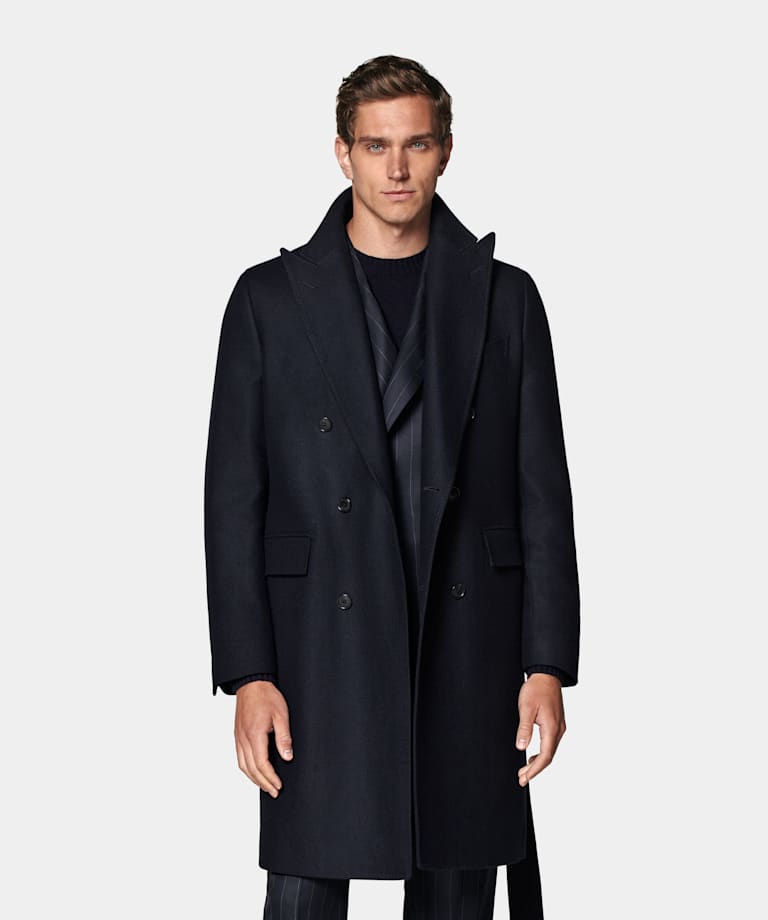 Navy Belted Overcoat