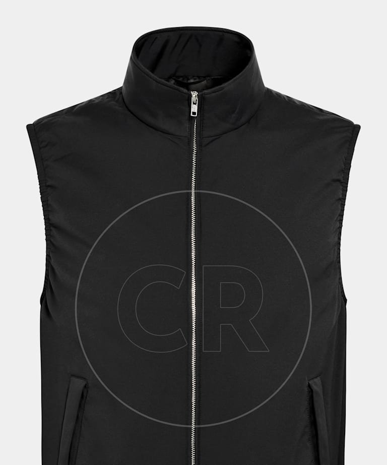 Black Reversible Light Padded Zip Vest