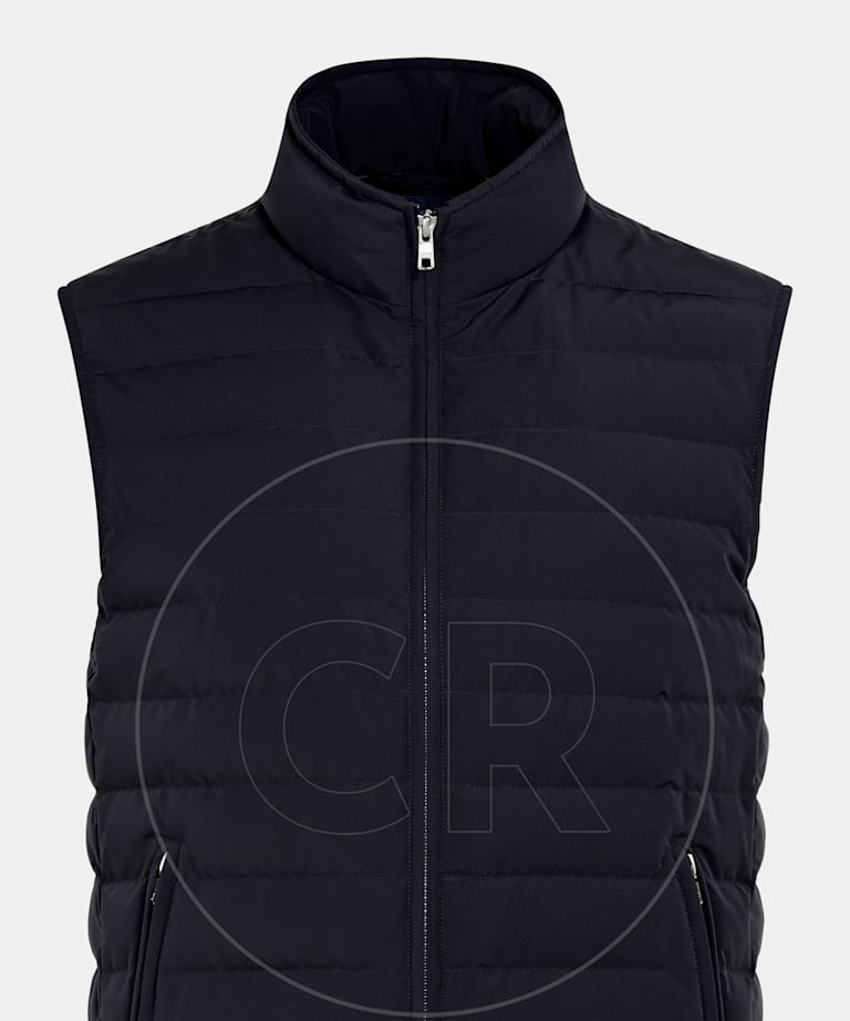 Navy Padded Down Zip Vest