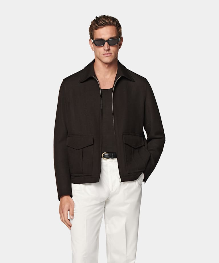 Dark Brown Bomber Jacket