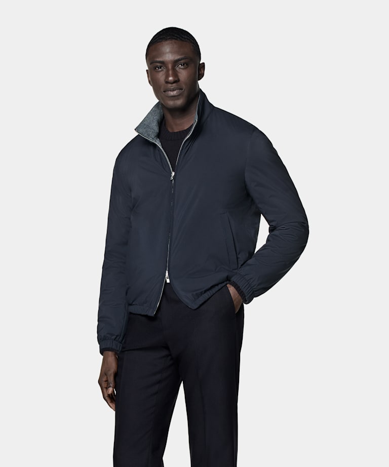 Navy Reversible Bomber Jacket