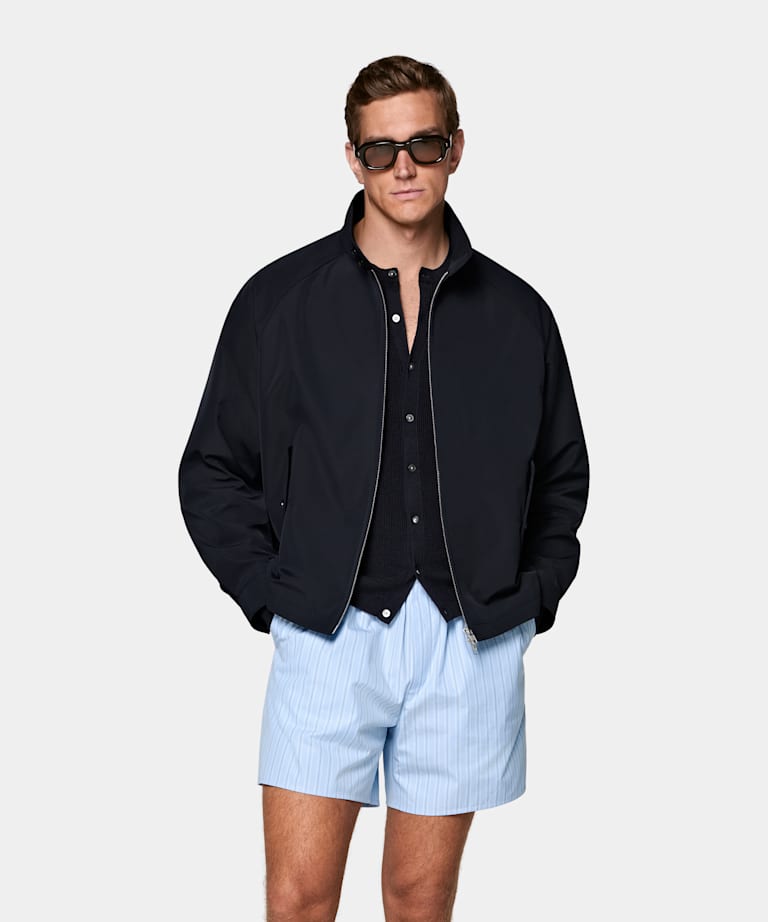 Chaqueta bomber azul marino ragl&aacute;n