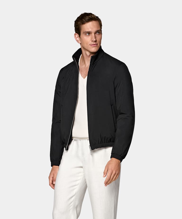 Black Reversible Bomber Jacket