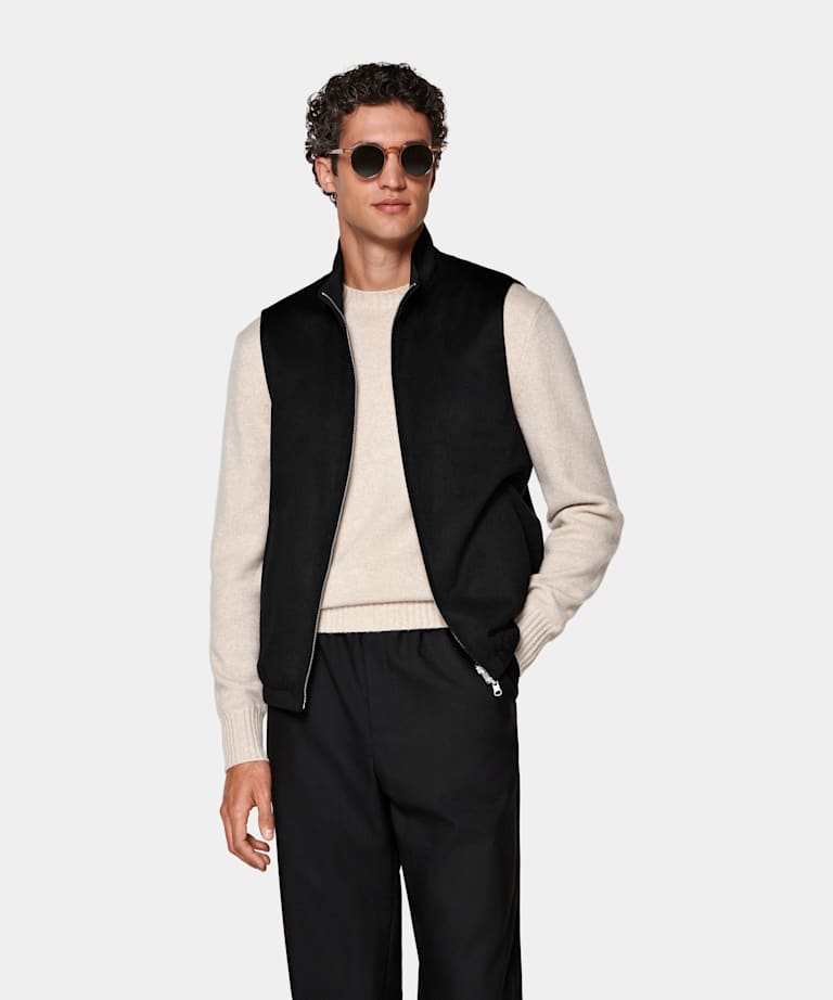 Black Reversible Zip Vest