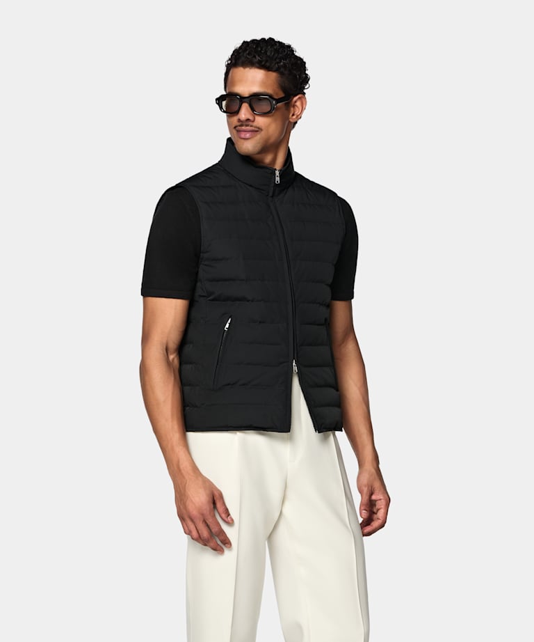 Black Down Zip Vest