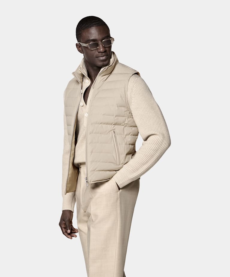 Taupe Down Zip Vest