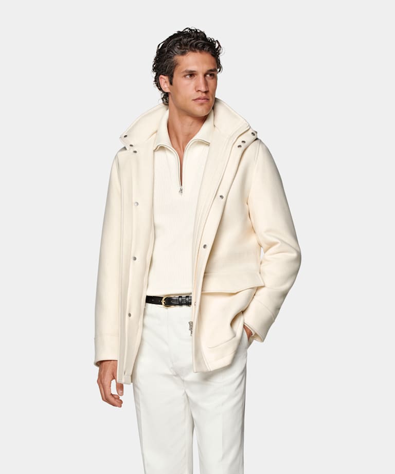 Parka rembourrée blanc cassé