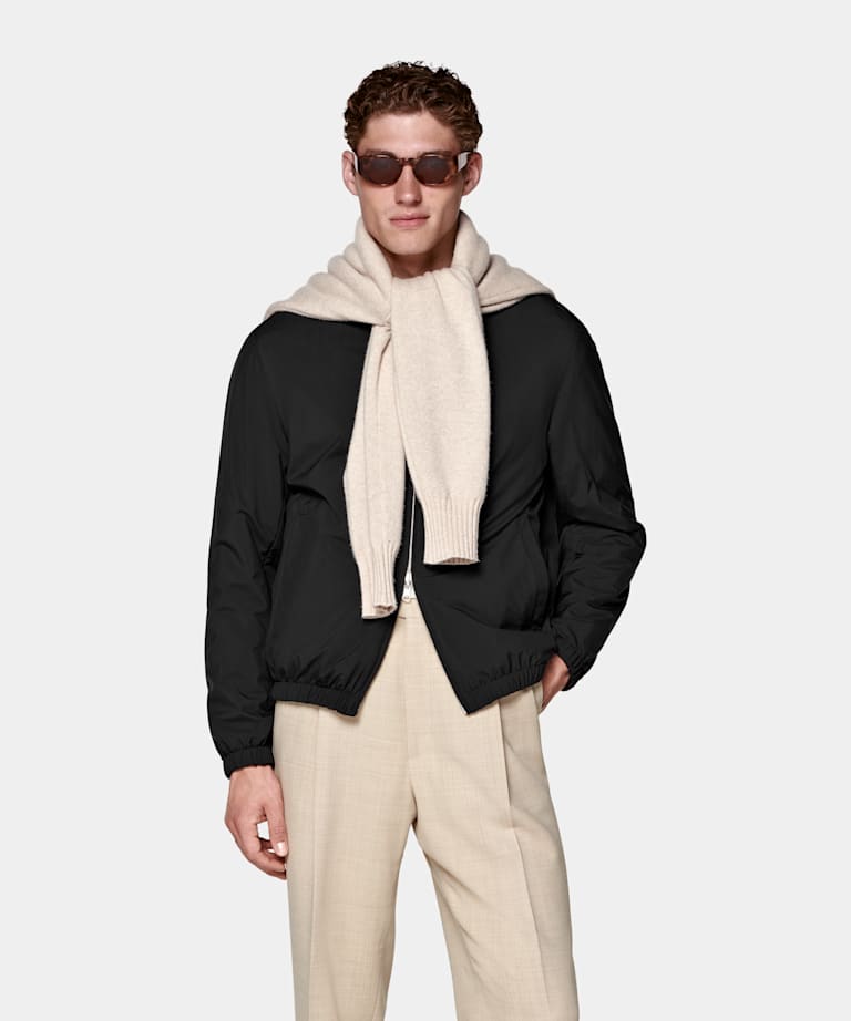 Black Reversible Bomber Jacket
