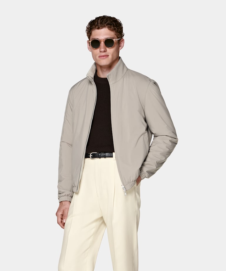 Taupe Reversible Bomber Jacket