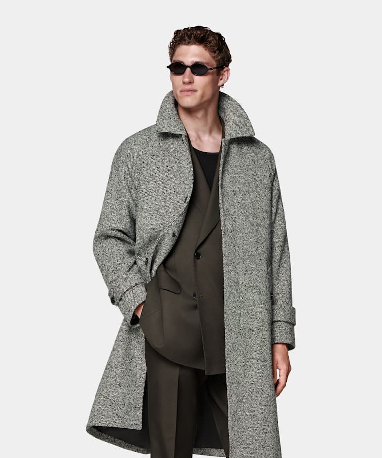 Black Relaxed Raglan Overcoat