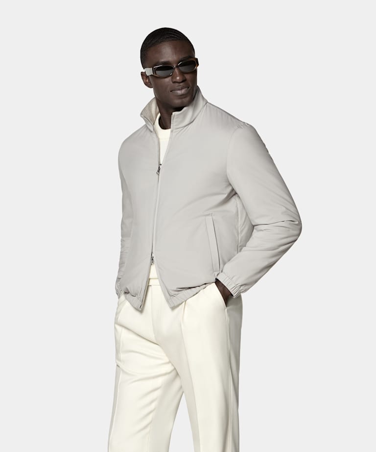 Taupe Reversible Bomber Jacket