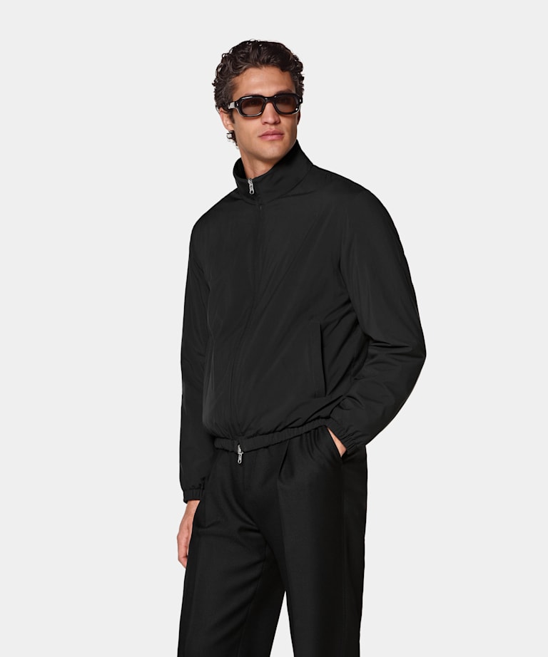 Black Reversible Bomber Jacket