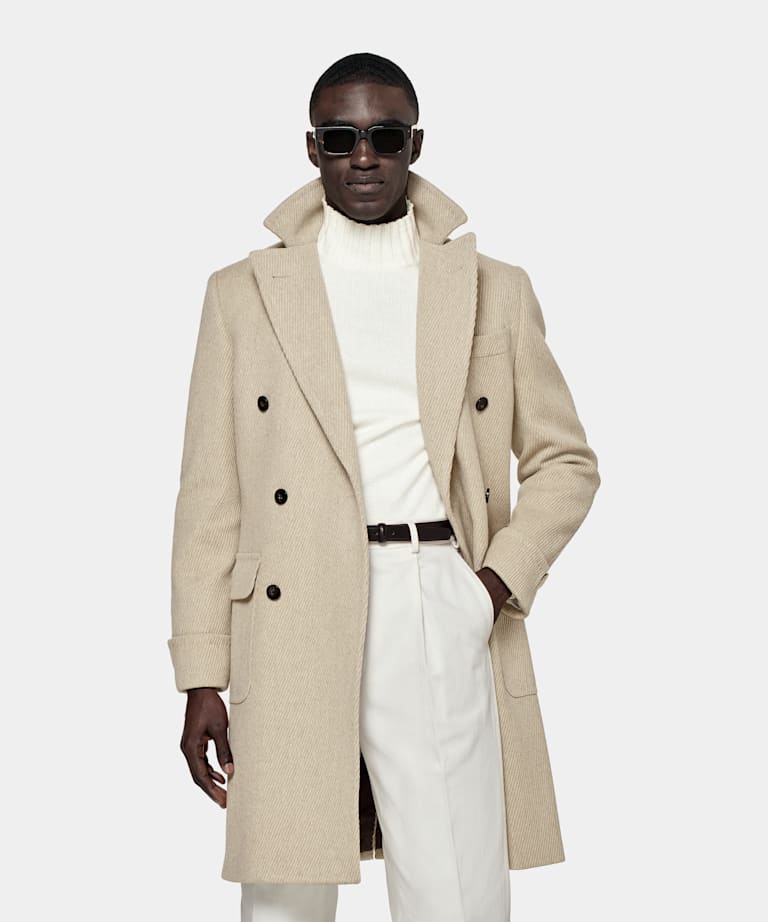 Light Brown Twill Polo Coat