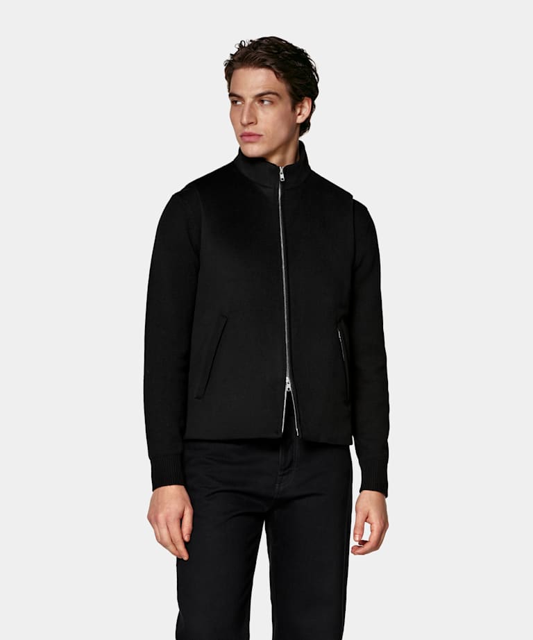 Black Padded Zip Vest
