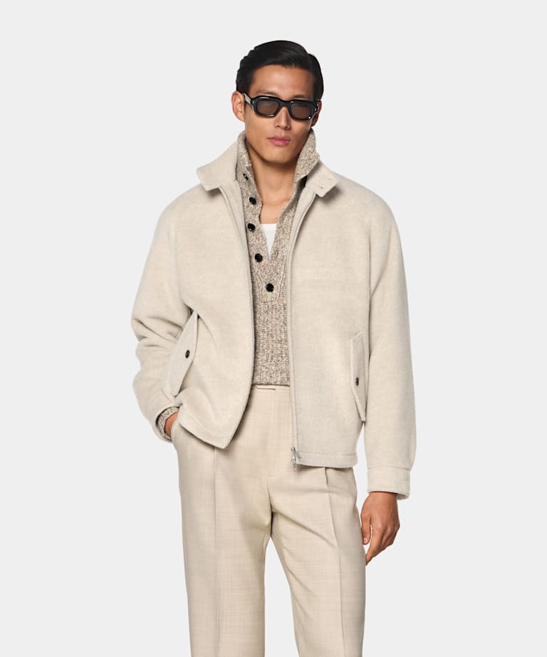 Light Taupe Raglan Bomber Jacket