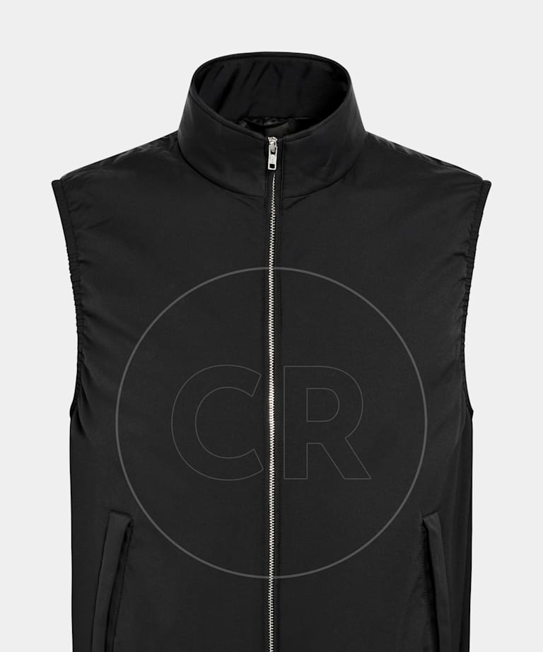 SUITSUPPLY Tejido t&eacute;cnico impermeable de Olmetex, Italia Chaleco reversible acolchado ligero con cremallera negro