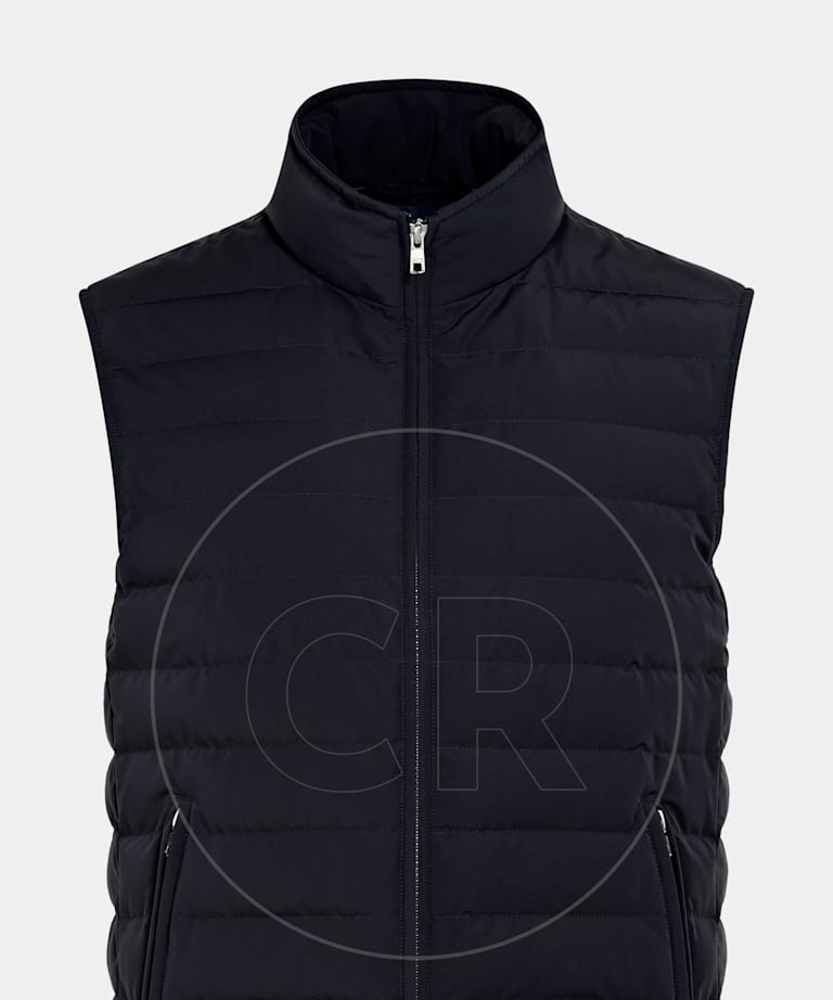 SUITSUPPLY Tessuto tecnico Gilet imbottito navy con zip