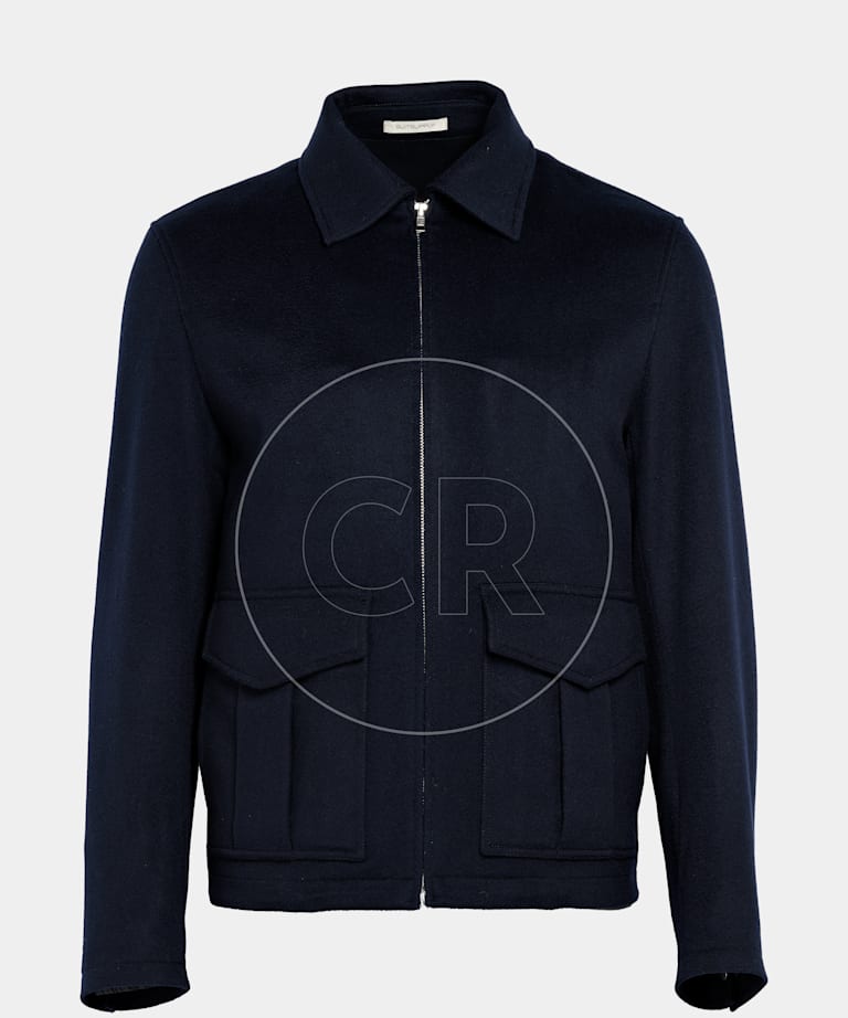 SUITSUPPLY Pure Cashmere by Colombo, Italy Navy Bomber Jacket