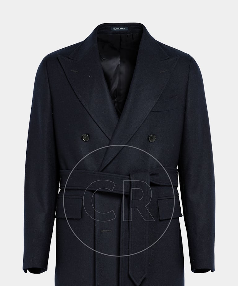 SUITSUPPLY Wool Cashmere by E.Thomas, Italy Navy Overcoat
