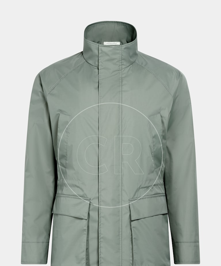 SUITSUPPLY Technical Fabric by Majocchi, Italy Mid Green Raglan Field Jacket