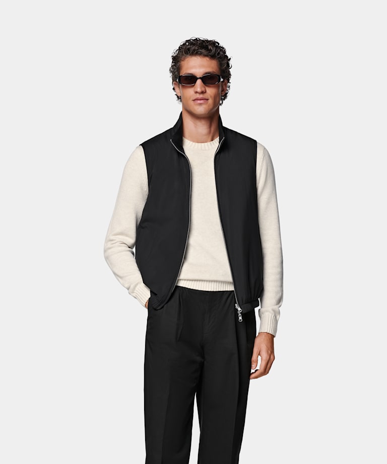 SUITSUPPLY Tissu technique déperlant - Olmetex, Italie Doudoune légère zippée réversible sans manches noire