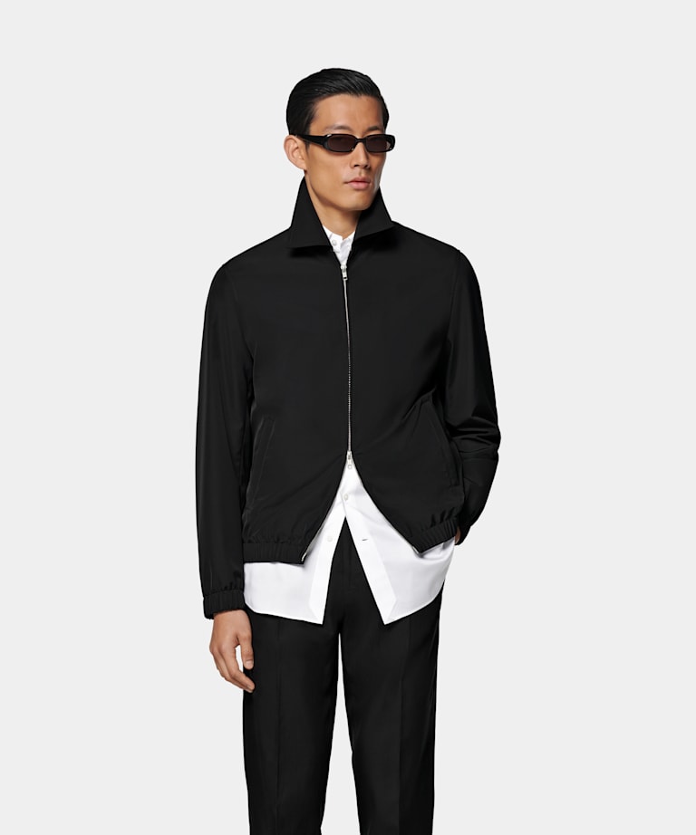 SUITSUPPLY Polyamide, laine, soie - Lanificio Ermenegildo Zegna, Italie Bomber noir