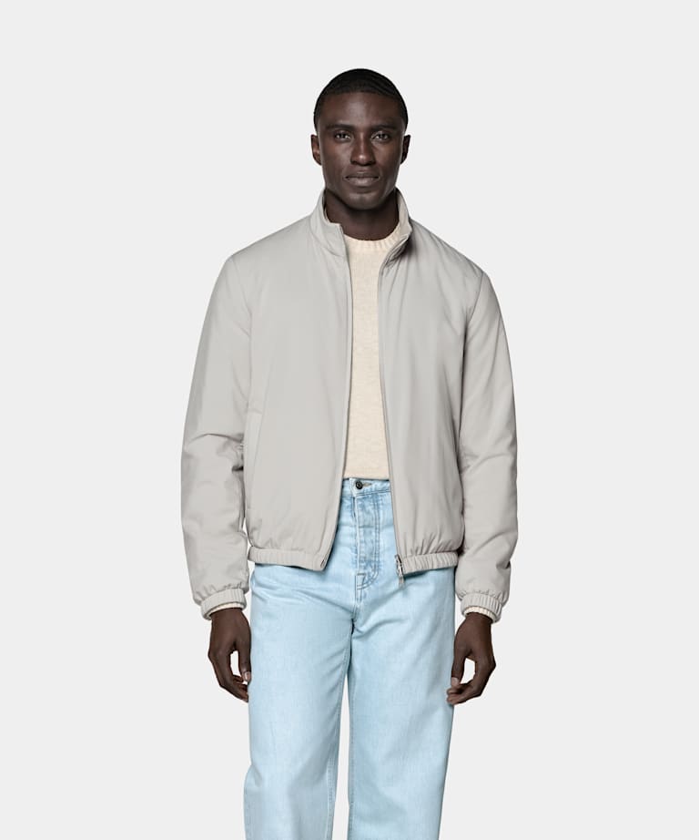 SUITSUPPLY Technischer Stoff Taupe Wende-Bomberjacke