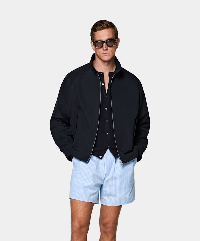 SUITSUPPLY Polyamide, laine, soie - Lanificio Ermenegildo Zegna, Italie Bomber raglan bleu marine