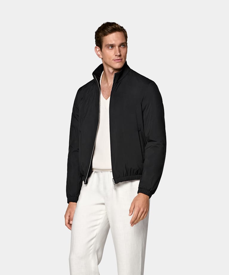 SUITSUPPLY Technical Fabric by Olmetex, Italy Black Reversible Bomber Jacket