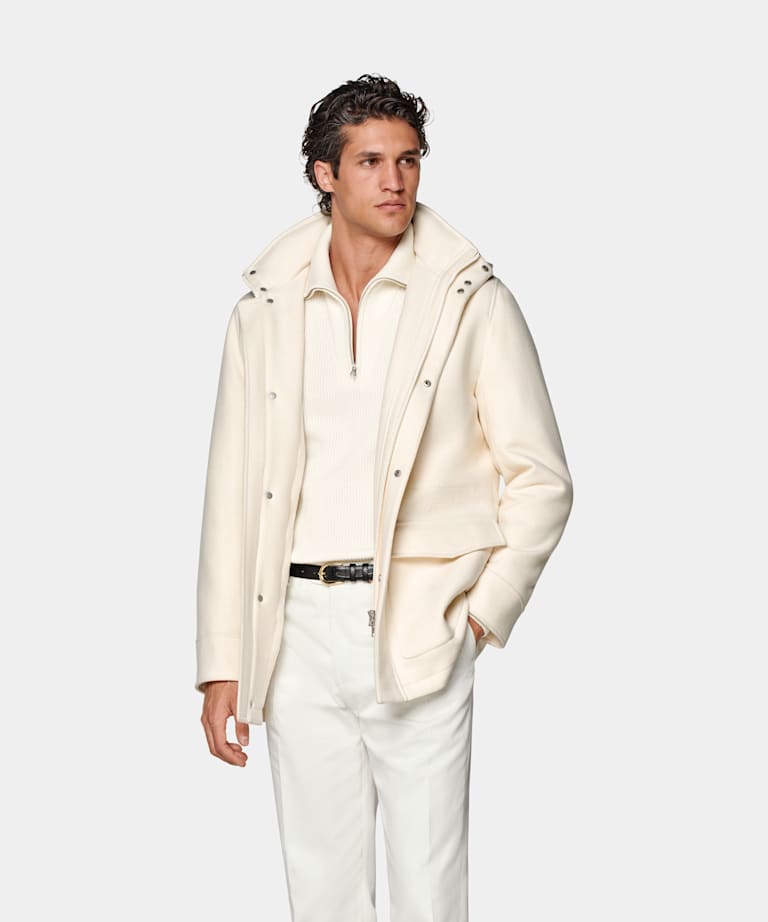 SUITSUPPLY Wool Cashmere by E.Thomas, Italy Off-White Padded Parka