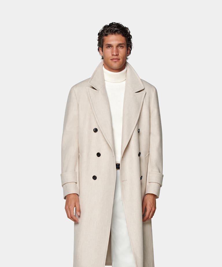 SUITSUPPLY Wool Cashmere by E.Thomas, Italy Sand Overcoat