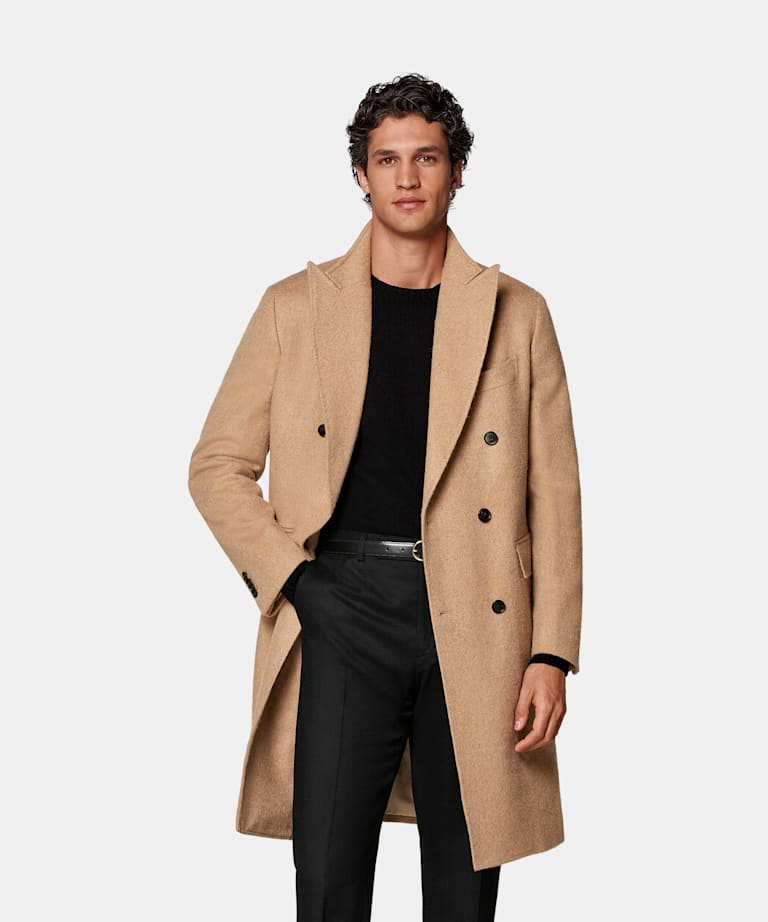 SUITSUPPLY Pure laine de chameau - Rogna, Italie Pardessus ceinturé marron moyen